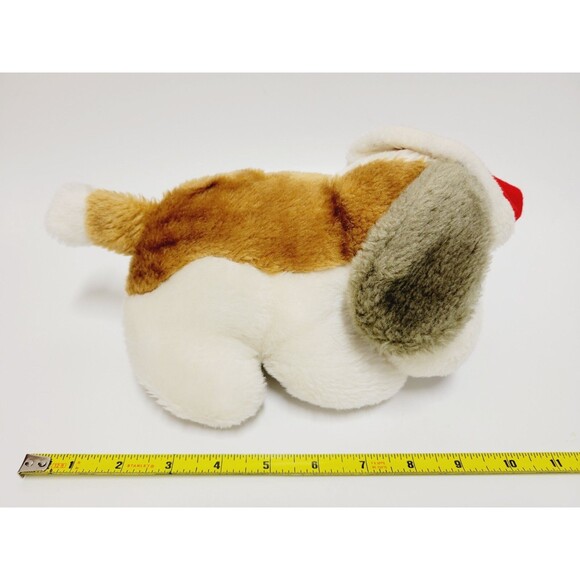 Saint Bernard Puppy Dog Plush Red Santa Hat Vtg Stuffed Animal Toy 10" Taiwan - Picture 10 of 10